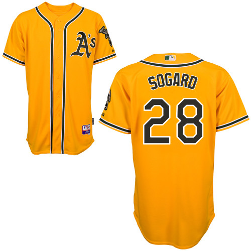Eric Sogard #28 Youth Baseball Jersey-Oakland Athletics Authentic Yellow Cool Base MLB Jersey